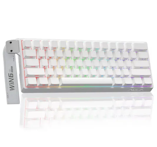 Teclado Aula Win 60HE Gamer Magnético Com Fio RGB 8000Hz Para Jogos 60 Teclas Branco