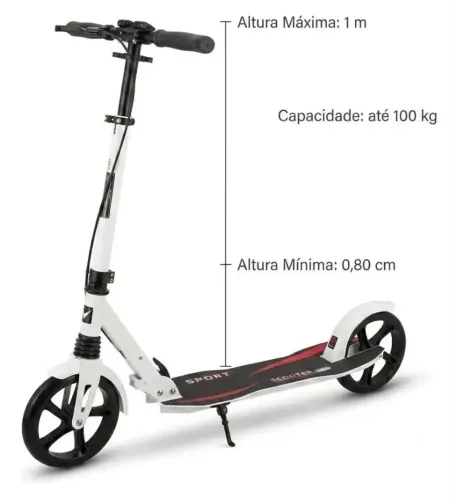 Patinete juvenil e adulto 100Kg com freio a mão