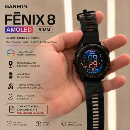 Garmin fênix 8 Amoled 51mm SAPPHIRE - SEMIZERO