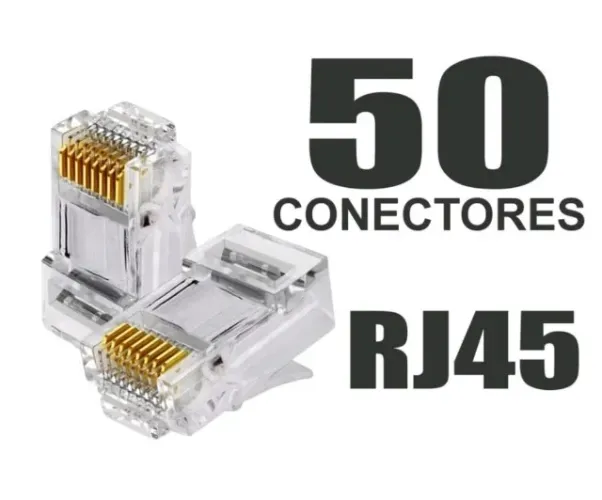 Conector RJ45 para cabo de rede e CFTV par trançado - 50unidades