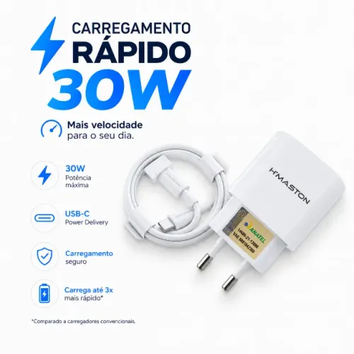 carregador para iphone 30W hmaston faço entrega