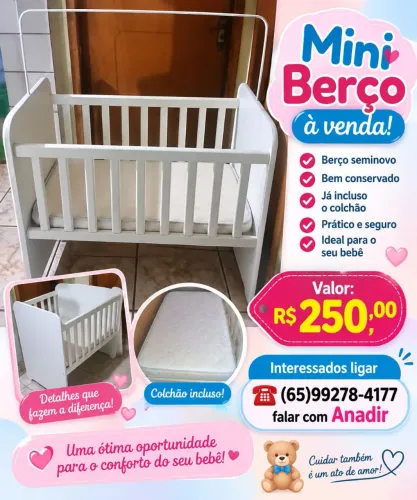 Mini berço seminovo já com colchão.