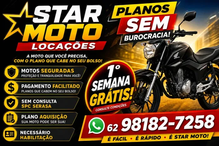 Locação de Motos 1° semana Grátis