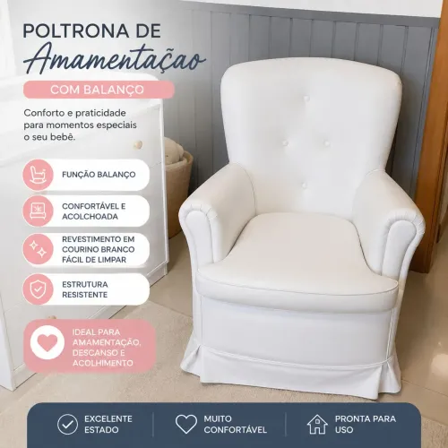 Poltrona de Amamentação com Balanço Branca - Excelente Estado