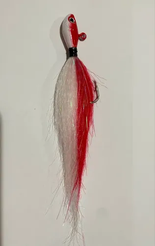 isca Artificial - Brasão Jig - Branco e Vermelho - 25g - Anzol Reforçado 6/0