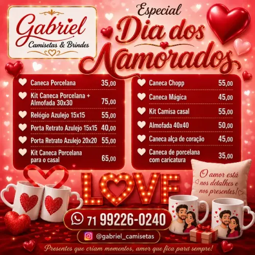 Presentes personalizados para o dia dos Namorados