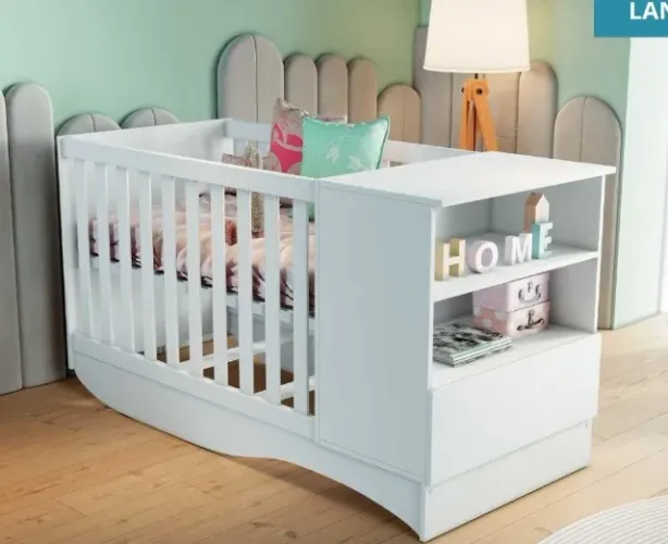 Berço mini cama com Comoda Aurora embutido com colchão