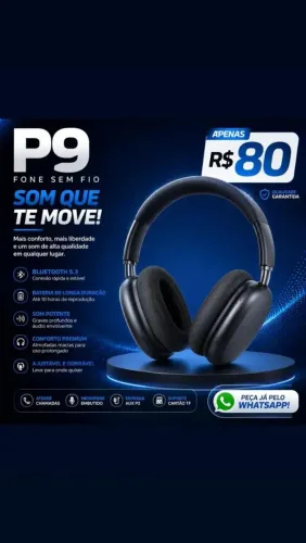 Fone de ouvido bluetooth P9