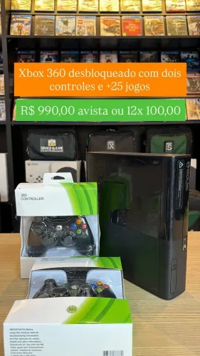 Xbox 360 Desbloqueio Completo - Com 2 Controles na Caixa + Mais de 25 Jogos!