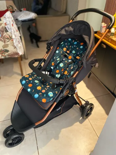 Carrinho de Bebe 3 Rodas Berço Passeio Burigotto CR3 Gray Cobre