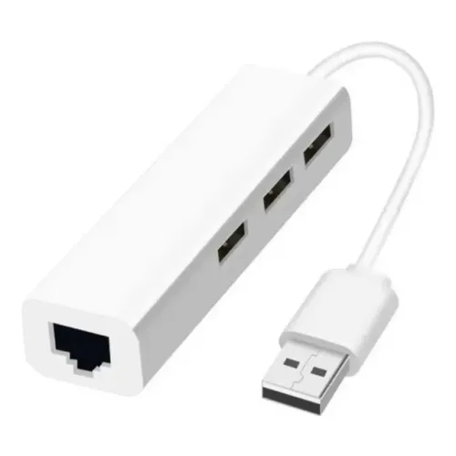 (NOVO) HUB 3 portas USB e 1 entrada RJ45 LE-4102