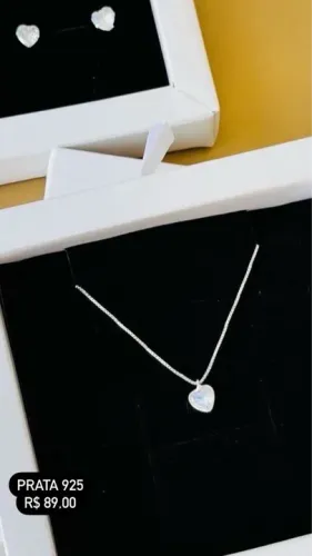 Conjunto Coração Prata 