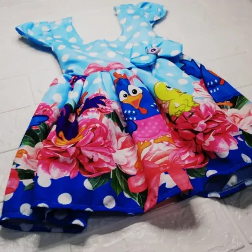 Vestido Rodado Personagem Galinha Pintadinha Infantil Veste 1 E 2 AnosVestido Rodado Perso