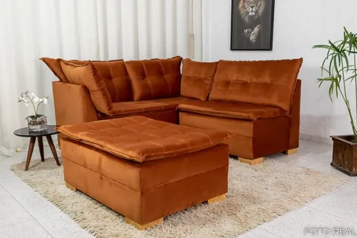 Sofá de Canto Vênus Veludo 3 em 1 Terracota 549 Até 12x - Frete Grátis