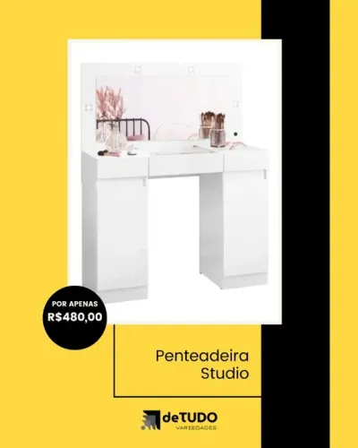 Penteadeira Camarim Studio Branco Fosco Liso - Albatroz - Promoção
