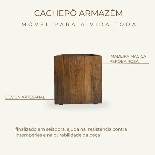 Cachepô armazém em madeira maciça 
