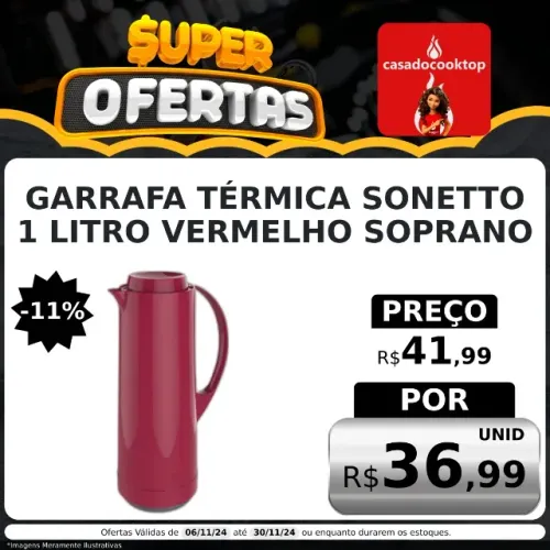 Garrafa Térmica Sonetto 1 Litro Vermelho Soprano