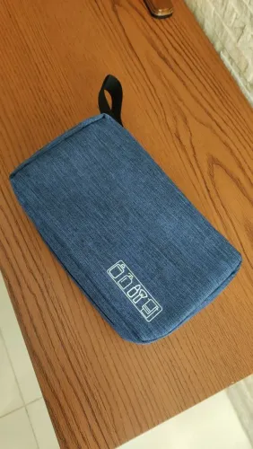 Necessaire de Viagem Dobrável com Gancho - Azul<br>