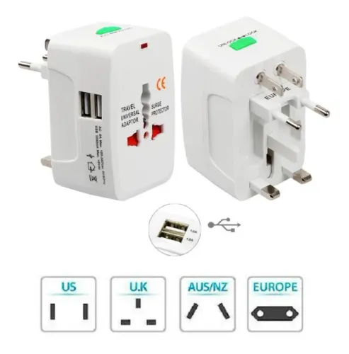 Adaptador Tomada Universal Viagem 2x Usb - Arg Usa Euro Asia