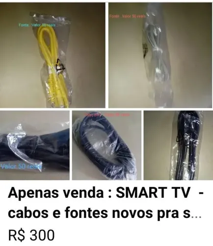 Apenas venda : Cabos e fontes novos para Smart TV