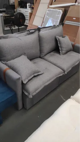 Sofá Sem Caixa Molas Ensacadas Linho Cinza MOSTRUÁRIO 