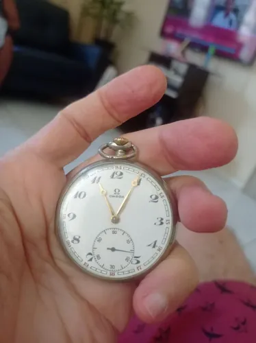 Relógio perfeito OMEGA de bolso revisado mostrador zerado todo original 