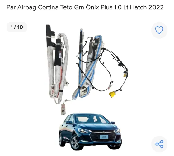 Par Airbag Cortina Teto Gm Ônix Plus 1.0 Lt Hatch 2022