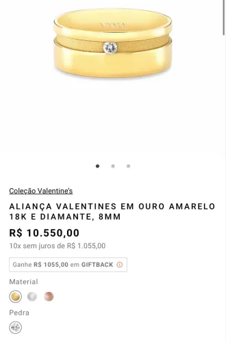 ALIANÇA VALENTINES EM OURO AMARELO 18K E DIAMANTE, 8MM