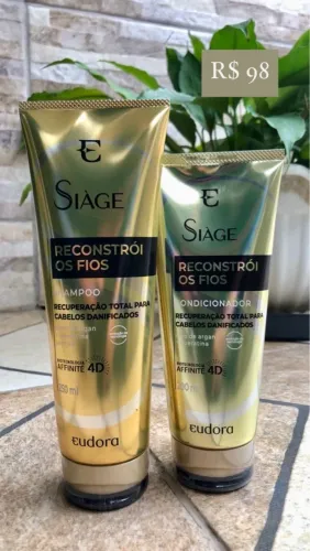 Kit Siage shampoo e condicionador Eudora Reconstrói os fios