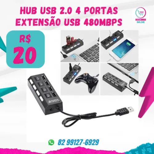 Hub Usb 2.0 4 Portas Régua Usb 480mbps