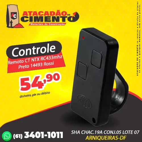 Controle Remoto CT NTX RC 433mhz Preto 14493 Rossi