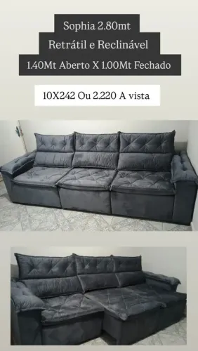 Sofá Retrátil e Reclinável Sophia 2.80mt