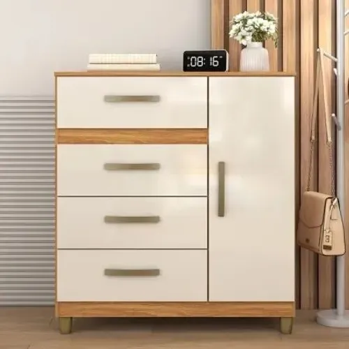 Comoda Leme Co240 4g 1p C/ Pe - Cinamono/off White