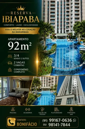 Reserva Ibiapaba, Venso excelente apto, c/ área: 92m², 3/4 s/2 suites- Nascente
