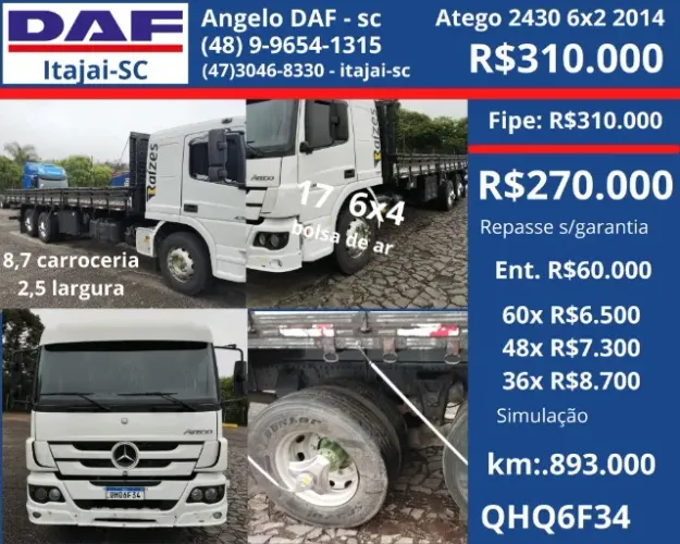 Atego 2430 6x2 2014 -