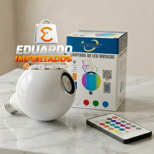 Lâmpada LED, Musical Bluetooth RGB com Controle Remoto