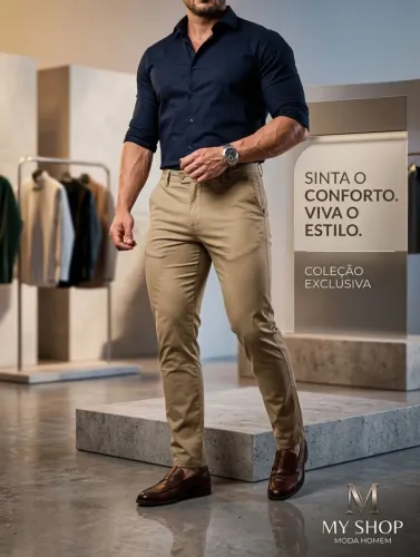 Calça tecnológica com elastano (estica) não amassa alfaiataria contato pelo zap
