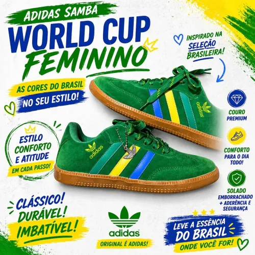 Tênis Adidas Samba Couro World Cup feminino - Premium 