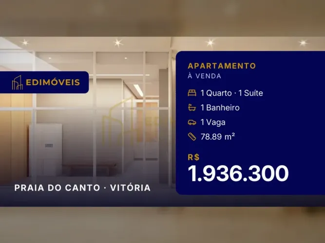 Apartamento 1 quarto na Praia do Canto, próximo à praia e comércio local!