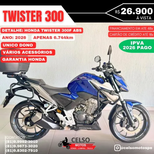 Twister 300F 2026 ABS c/6.700km Financio 48x aceito sua moto na troca