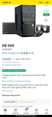 Vendo computador ddr4 ou troco em placa de video 