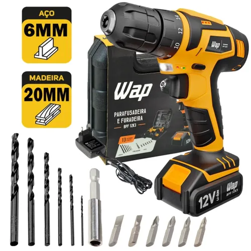 Parafusadeira Furadeira Sem Fio 12V WAP BPF 12K3 Kit Maleta Lacrado