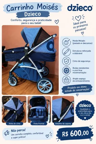 carrinho de bebe Moisés Dzieco 