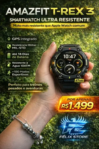 Amazfit T-Rex 3 47mm GPS Militar 10ATM Bateria 16 Dias