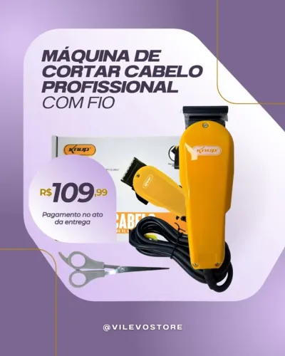 Kit Completo Máquina De Cortar Cabelo Knup QR-8918 Com Fio