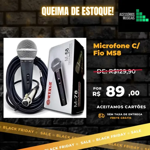 Microfone Com Fio M58 Profissional Pesado