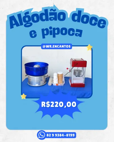 aluguel de algodão doce e pipoca 