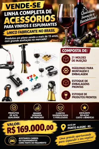 Linha completa de produtos - Acessórios p/ Vinhos e Espumantes - Peças injetadas
