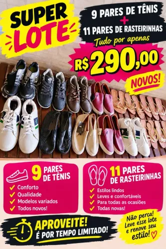 ? QUEIMA DE ESTOQUE: 20 PARES NOVOS POR R$ 290! É PEGAR OU PERDER! ?