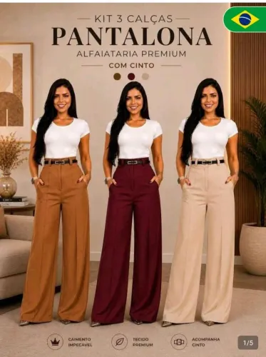 Vendo 3 calças novas.<br>? R$ 40,00 cada<br>? Tamanho M<br>Comprei, mas não serviu.